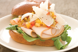 Smoked Turkey & Asiago Sandwich with a Tropical Relish